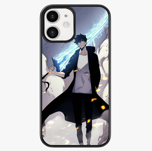 Dark Lightning Anime Warrior Glass Case showing full back design in clean flat view with glossy glass finish.