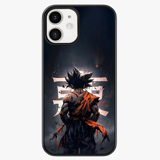 Dark Warrior In Rain Glass Case showing full back design in clean flat view with glossy glass finish.