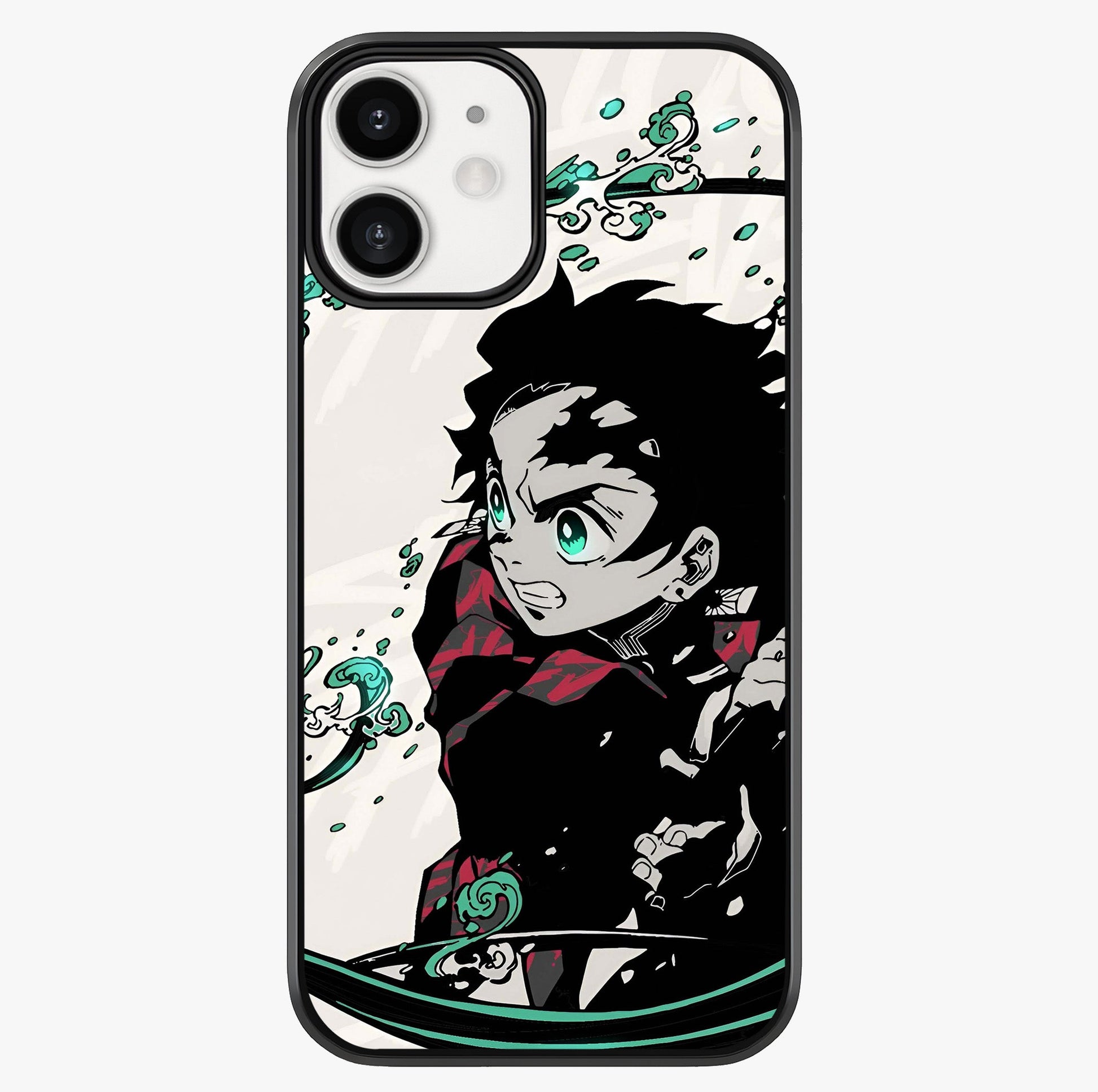 Demon Slayer Glass Case showing full back design in clean flat view with glossy glass finish.