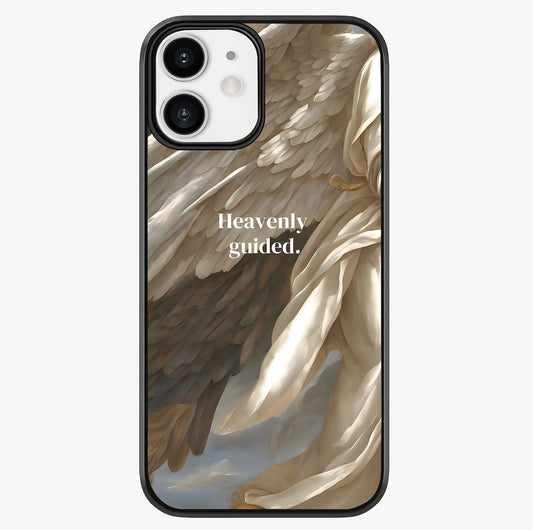 Divine Winged Grace Glass Case showing full back design in clean flat view with glossy glass finish.