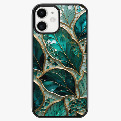 Emerald Leaf Glass Glass Case showing full back design in clean flat view with glossy glass finish.