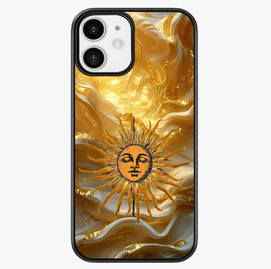 Eternal Golden Glow Glass Case showing full back design in clean flat view with glossy glass finish.