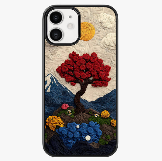 Eternal Nature Tapestry Glass Case showing full back design in clean flat view with glossy glass finish.