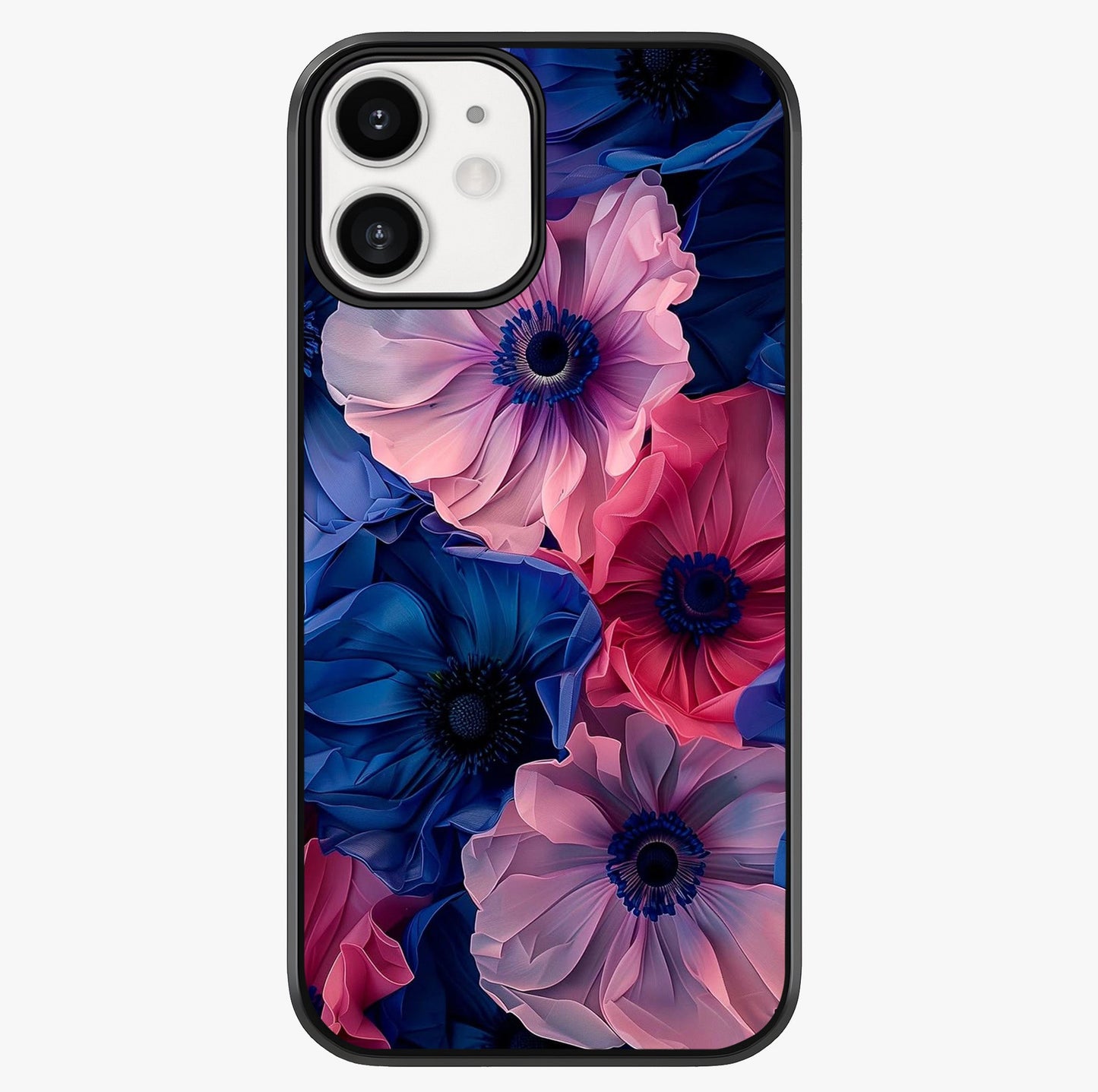 Flower Paper Art Pattern Glass Case showing full back design in clean flat view with glossy glass finish.