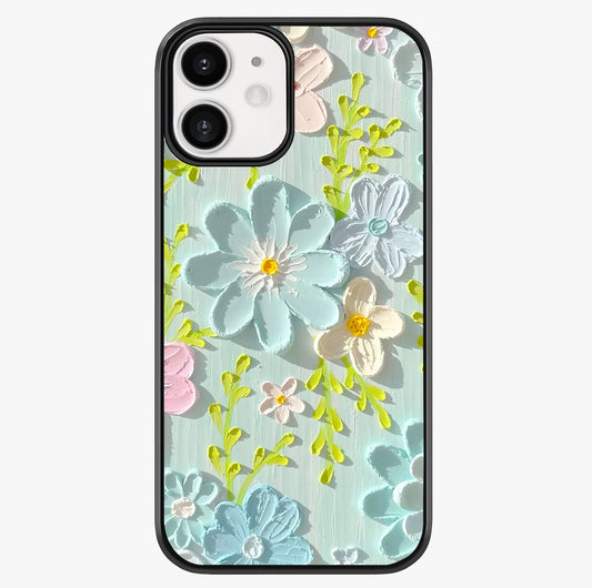 Frosted Petal Garden Glass Case showing full back design in clean flat view with glossy glass finish.