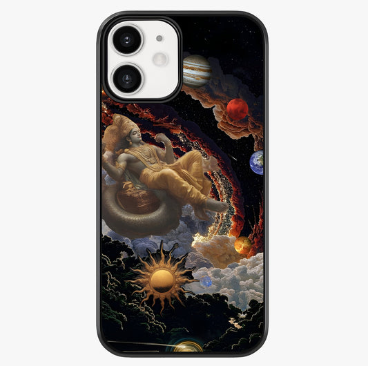 Galactic Divine God Glass Case showing full back design in clean flat view with glossy glass finish.