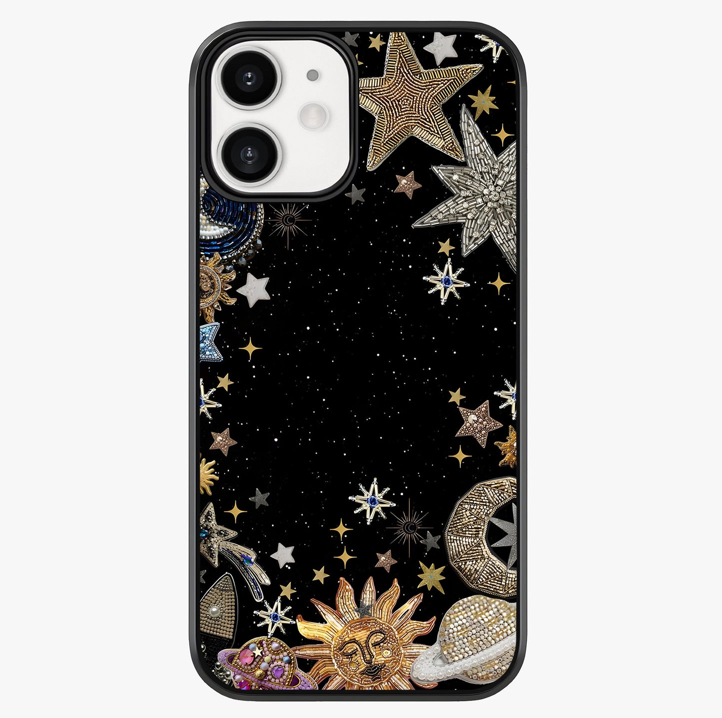 Galactic Jewel Stars Glass Case showing full back design in clean flat view with glossy glass finish.
