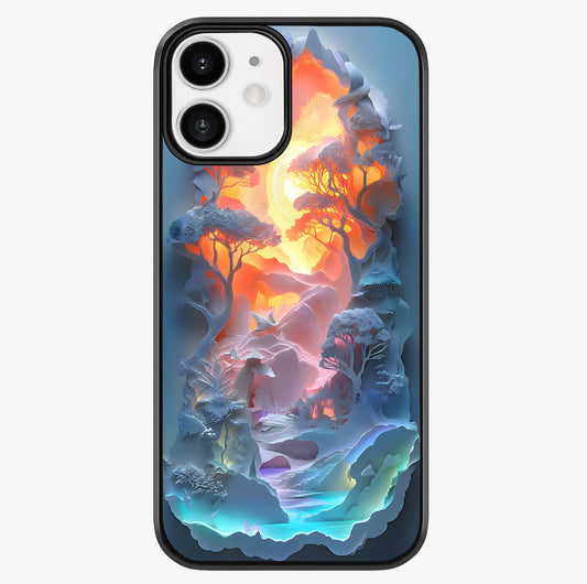Glow Forest Portal Glass Case showing full back design in clean flat view with glossy glass finish.