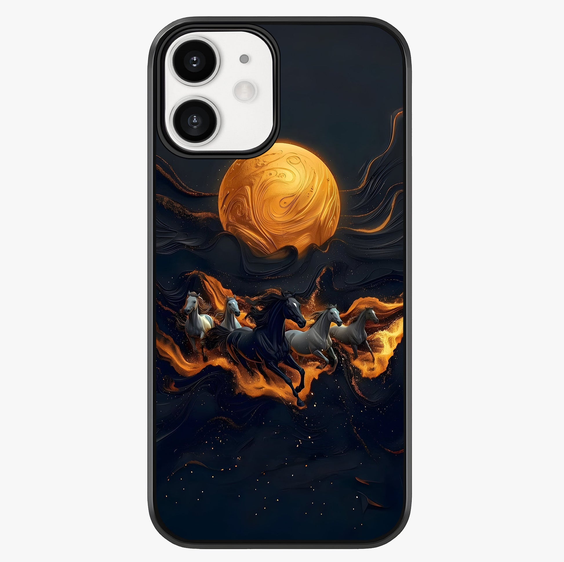 Golden Stallion Moonride Glass Case showing full back design in clean flat view with glossy glass finish.