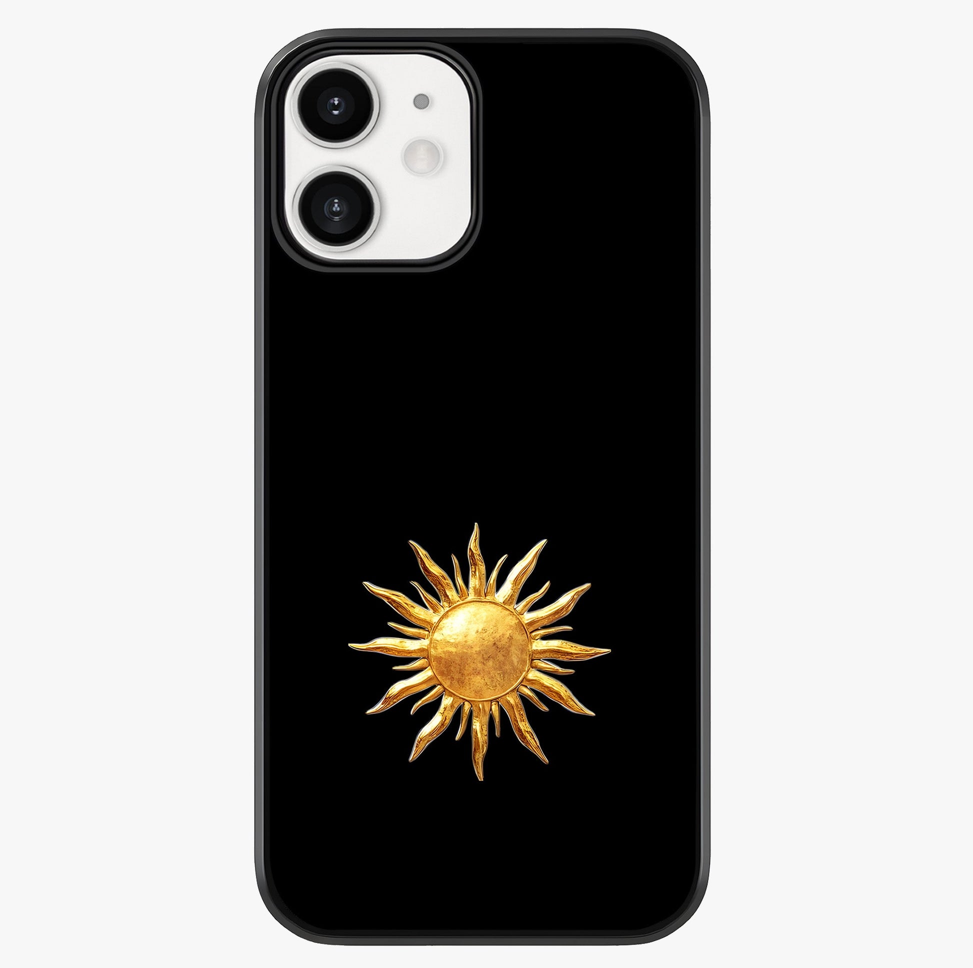 Golden Sun Minimalism Glass Case showing full back design in clean flat view with glossy glass finish.