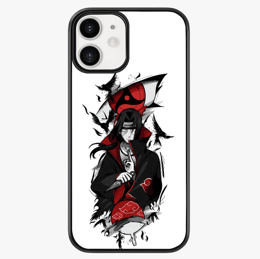 Itachi Sharingan Glass Case showing full back design in clean flat view with glossy glass finish.