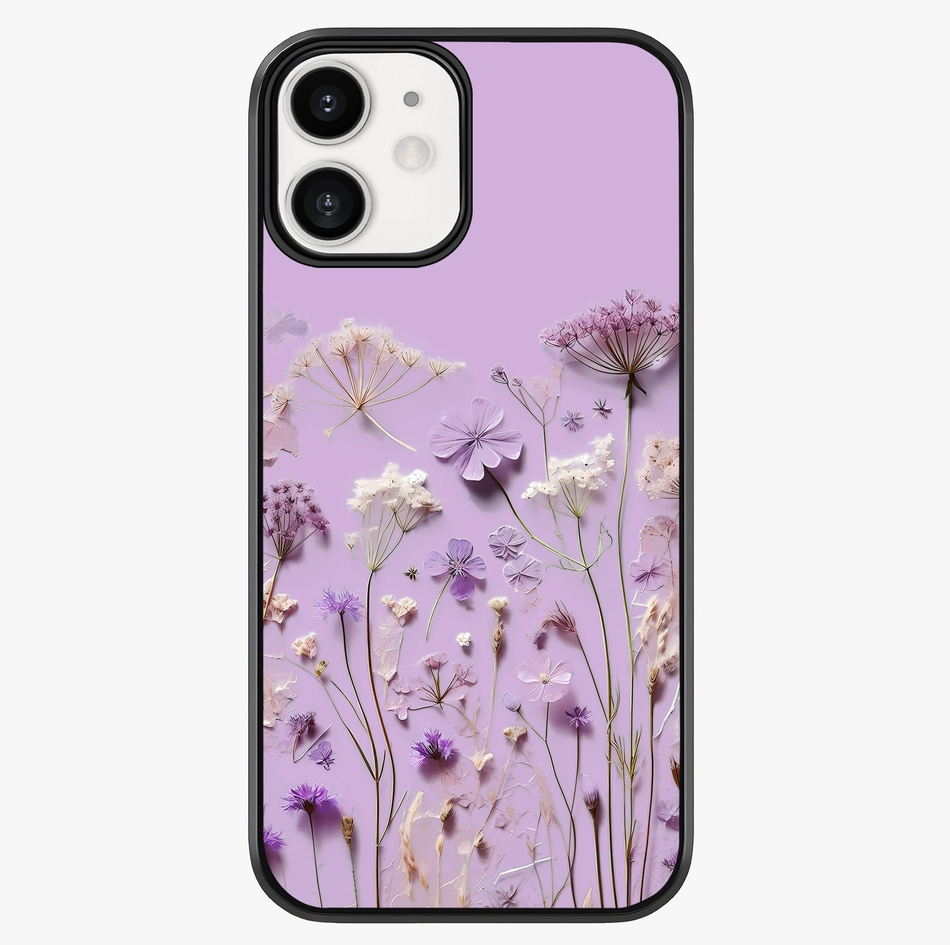 Lavender Blossom Dream Glass Case showing full back design in clean flat view with glossy glass finish.