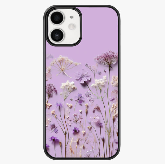 Lavender Blossom Dream Glass Case showing full back design in clean flat view with glossy glass finish.