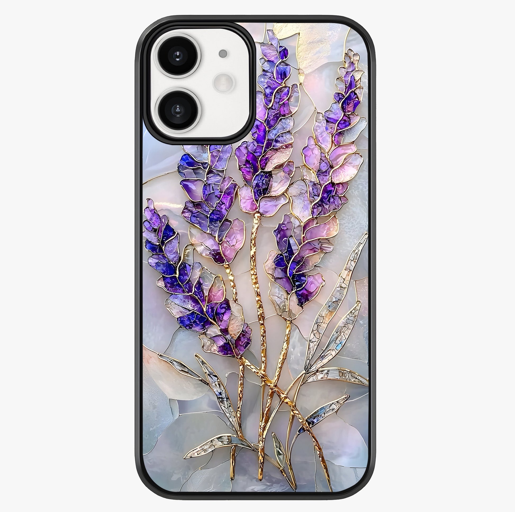 Lavender Dream Glow Glass Case showing full back design in clean flat view with glossy glass finish.