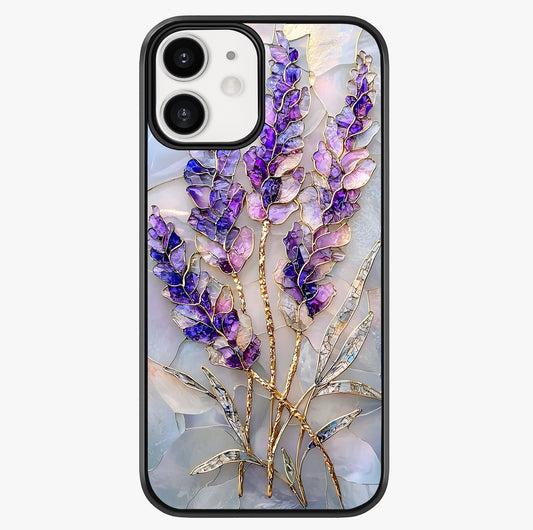 Lavender Dream Glow Glass Case showing full back design in clean flat view with glossy glass finish.