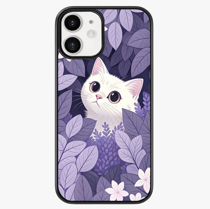 Lilac Hide Peek Cat Glass Case showing full back design in clean flat view with glossy glass finish.