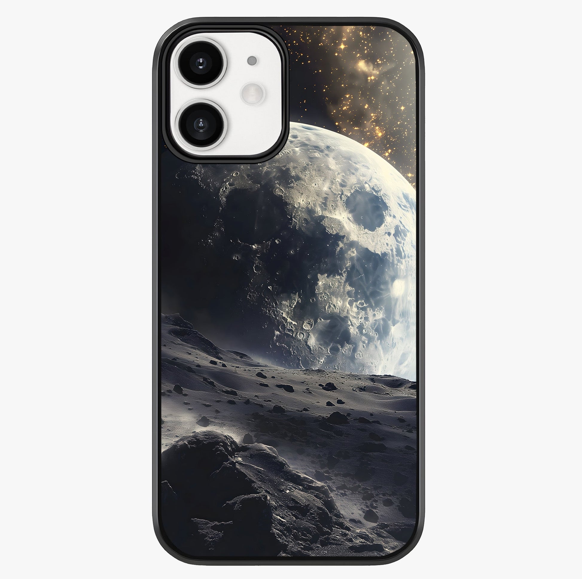 Lunar Horizon Glow Glass Case showing full back design in clean flat view with glossy glass finish.