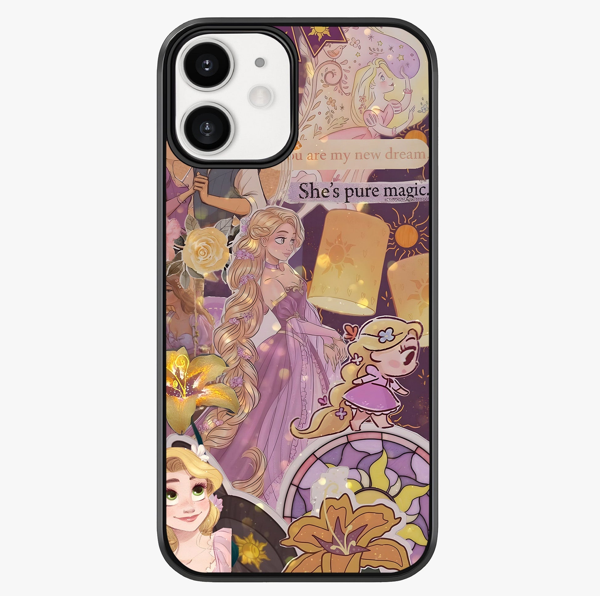 Magical Tangled Dream Glass Case showing full back design in clean flat view with glossy glass finish.