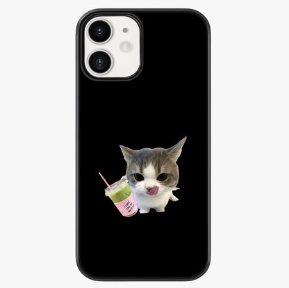 Matcha Cat Style Glass Case showing full back design in clean flat view with glossy glass finish.