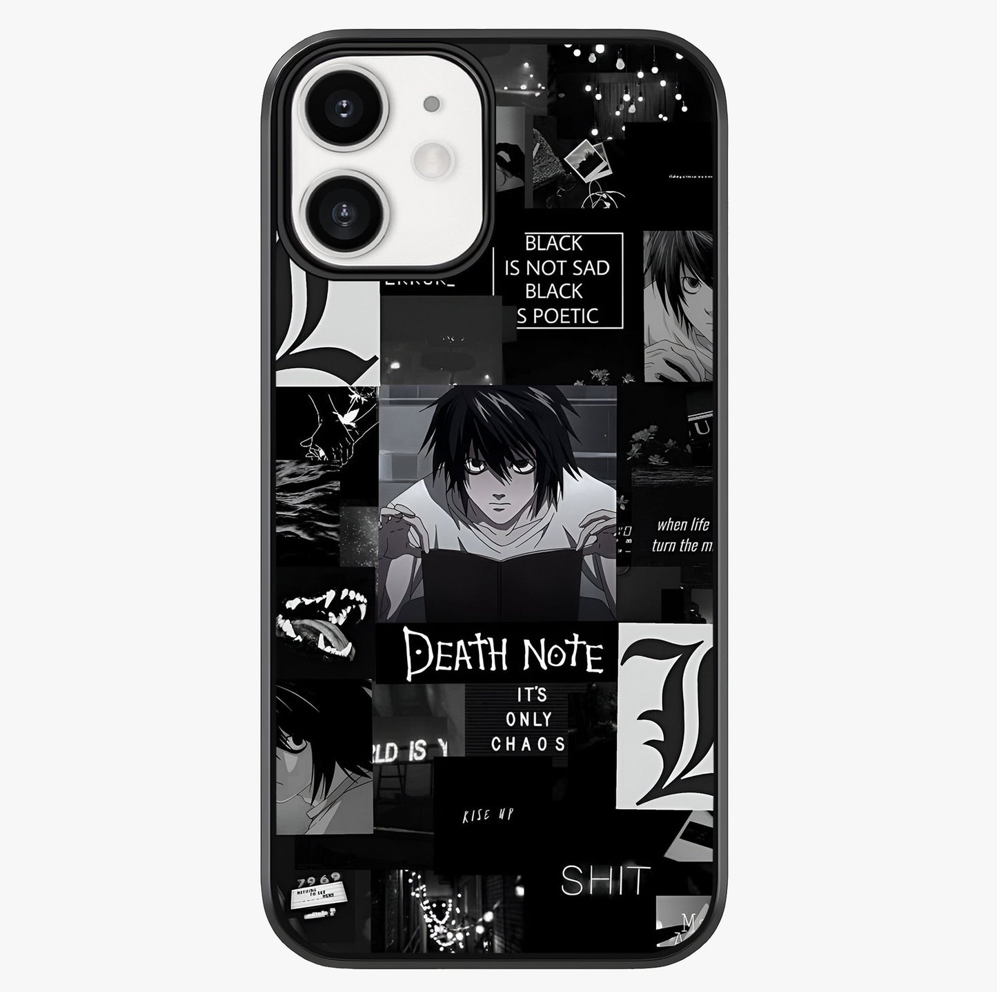 Midnight Chaos Mind Glass Case showing full back design in clean flat view with glossy glass finish.