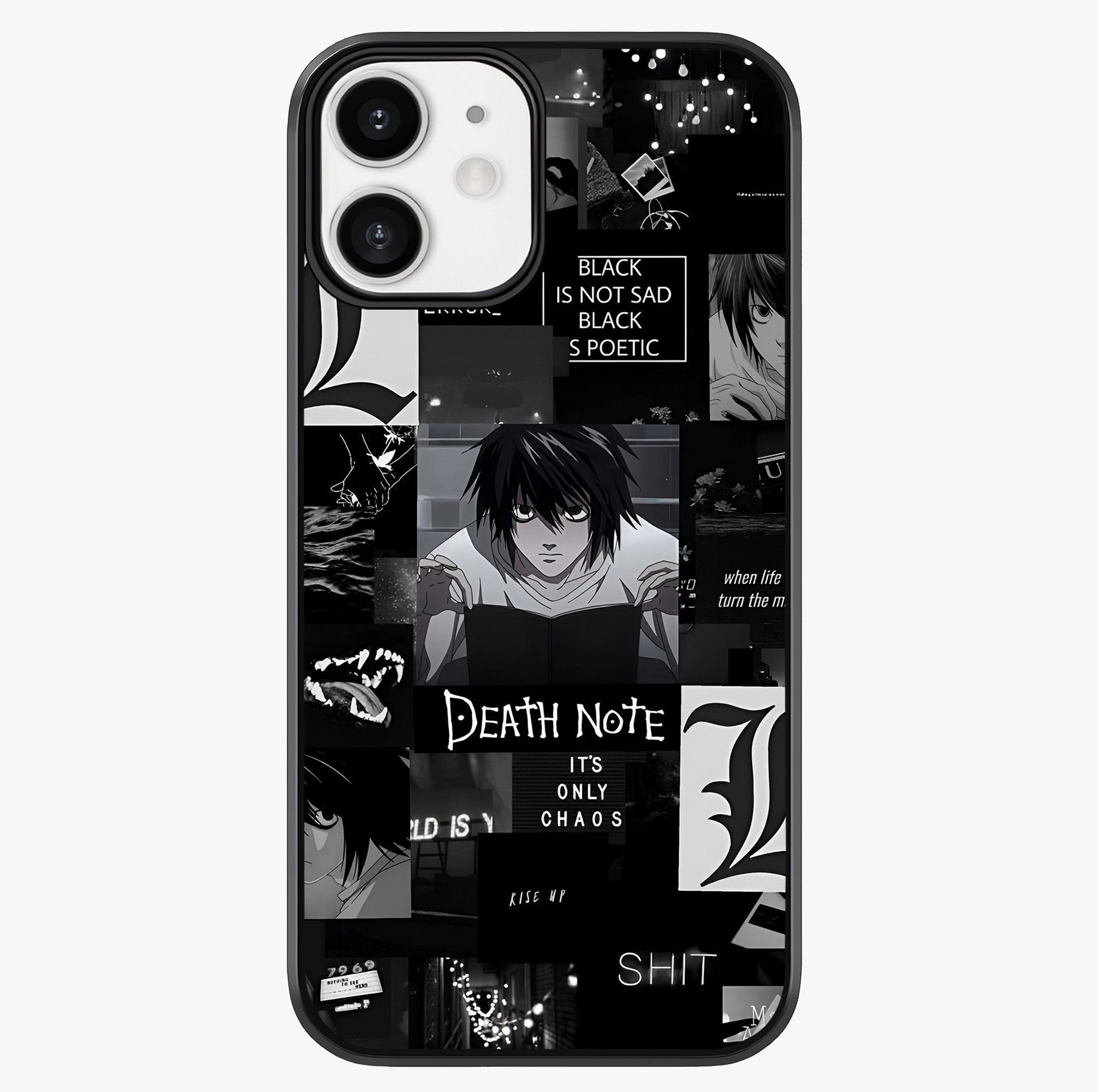 Midnight Chaos Mind Glass Case showing full back design in clean flat view with glossy glass finish.
