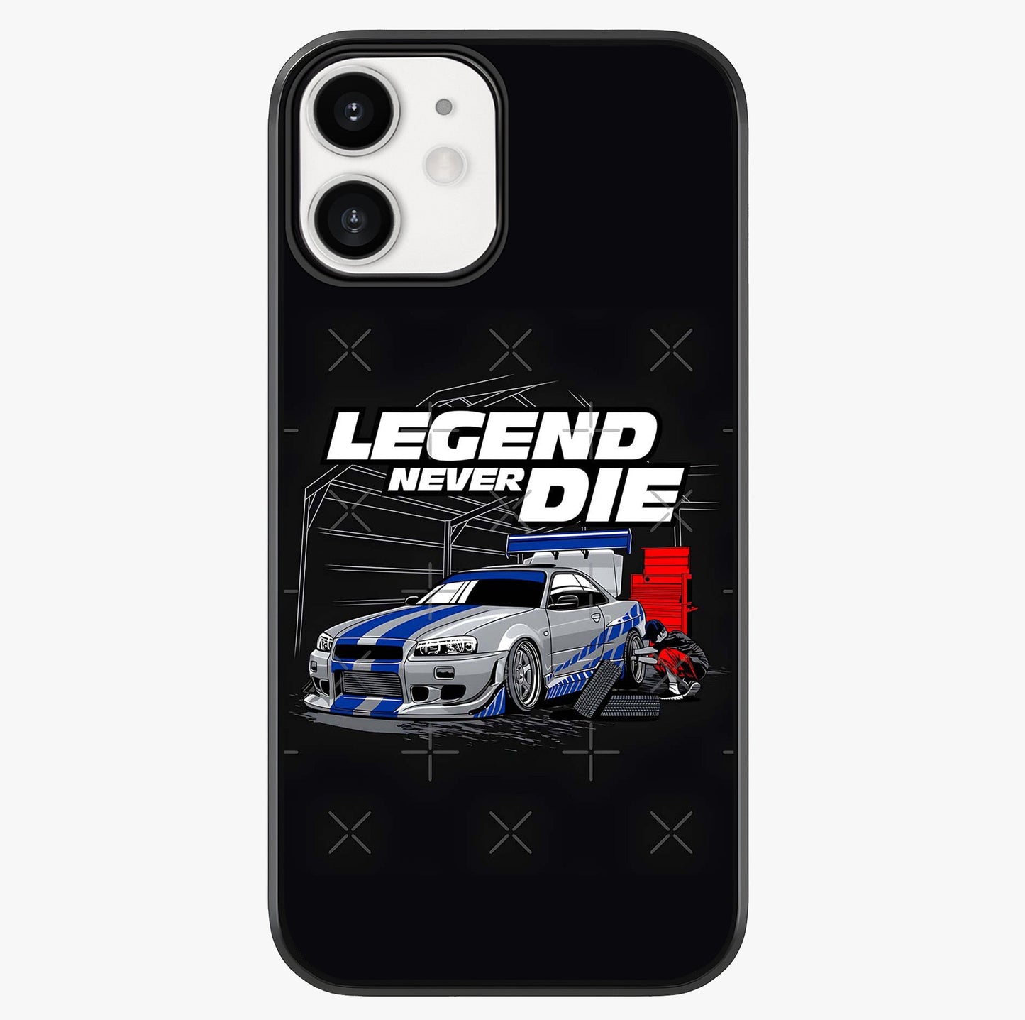 Midnight Racing Legacy Glass Case showing full back design in clean flat view with glossy glass finish.