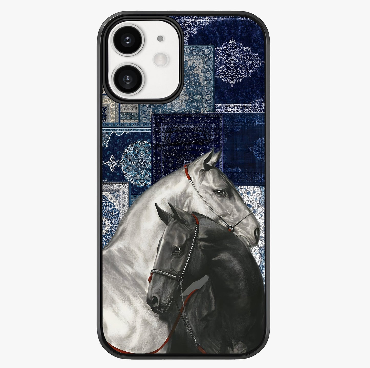 Midnight Stallion Blues Glass Case showing full back design in clean flat view with glossy glass finish.