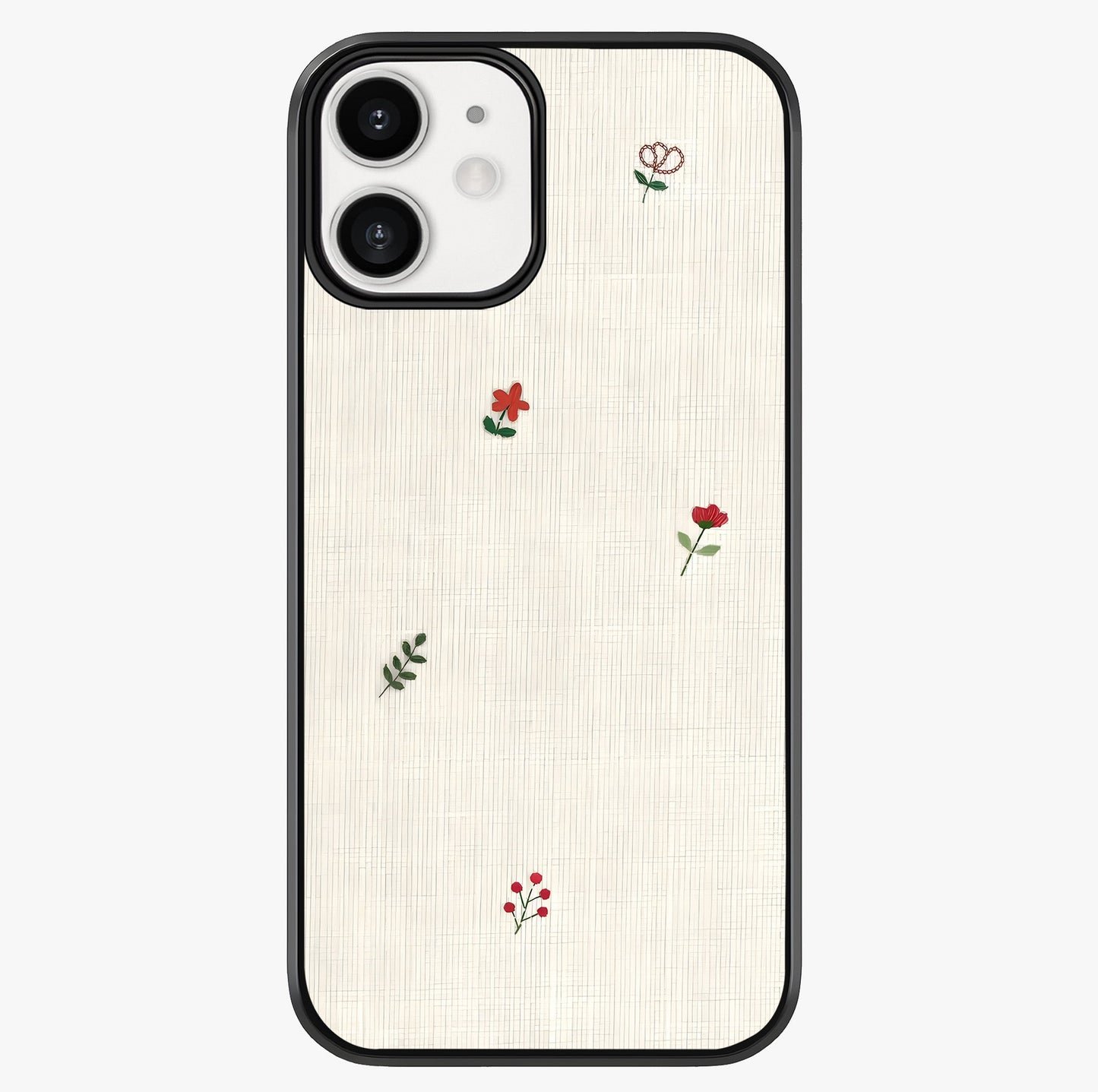 Minimal Petal Whispers Glass Case showing full back design in clean flat view with glossy glass finish.