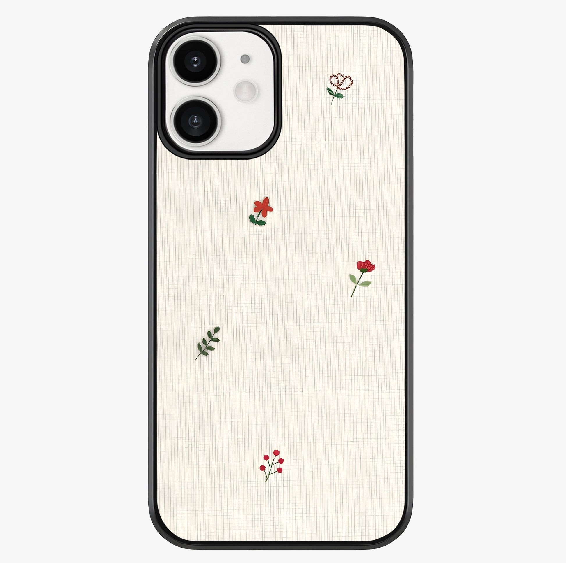 Minimal Petal Whispers Glass Case showing full back design in clean flat view with glossy glass finish.
