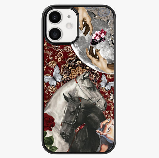 Moonlit Royal Stallion Glass Case showing full back design in clean flat view with glossy glass finish.