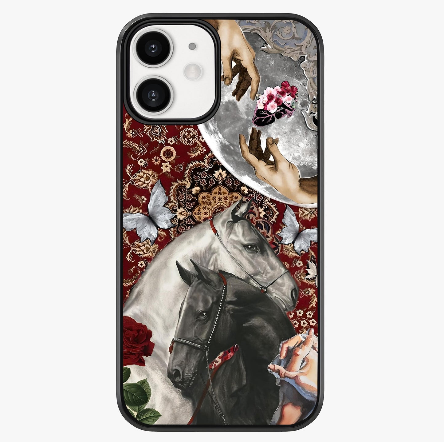 Moonlit Royal Stallion Glass Case showing full back design in clean flat view with glossy glass finish.
