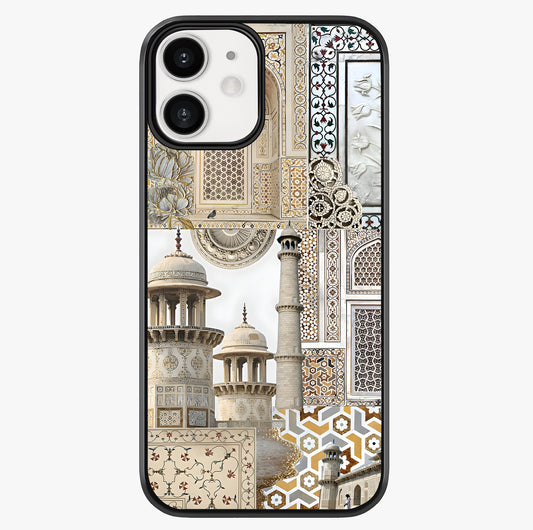 Mughal Marble Legacy Glass Case showing full back design in clean flat view with glossy glass finish.