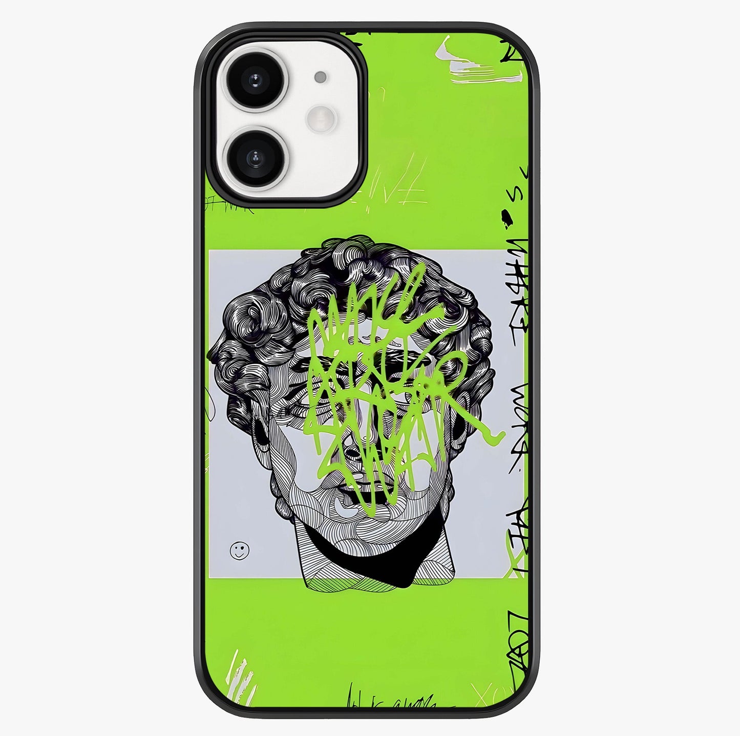 Neo Graffiti Rebellion Glass Case showing full back design in clean flat view with glossy glass finish.