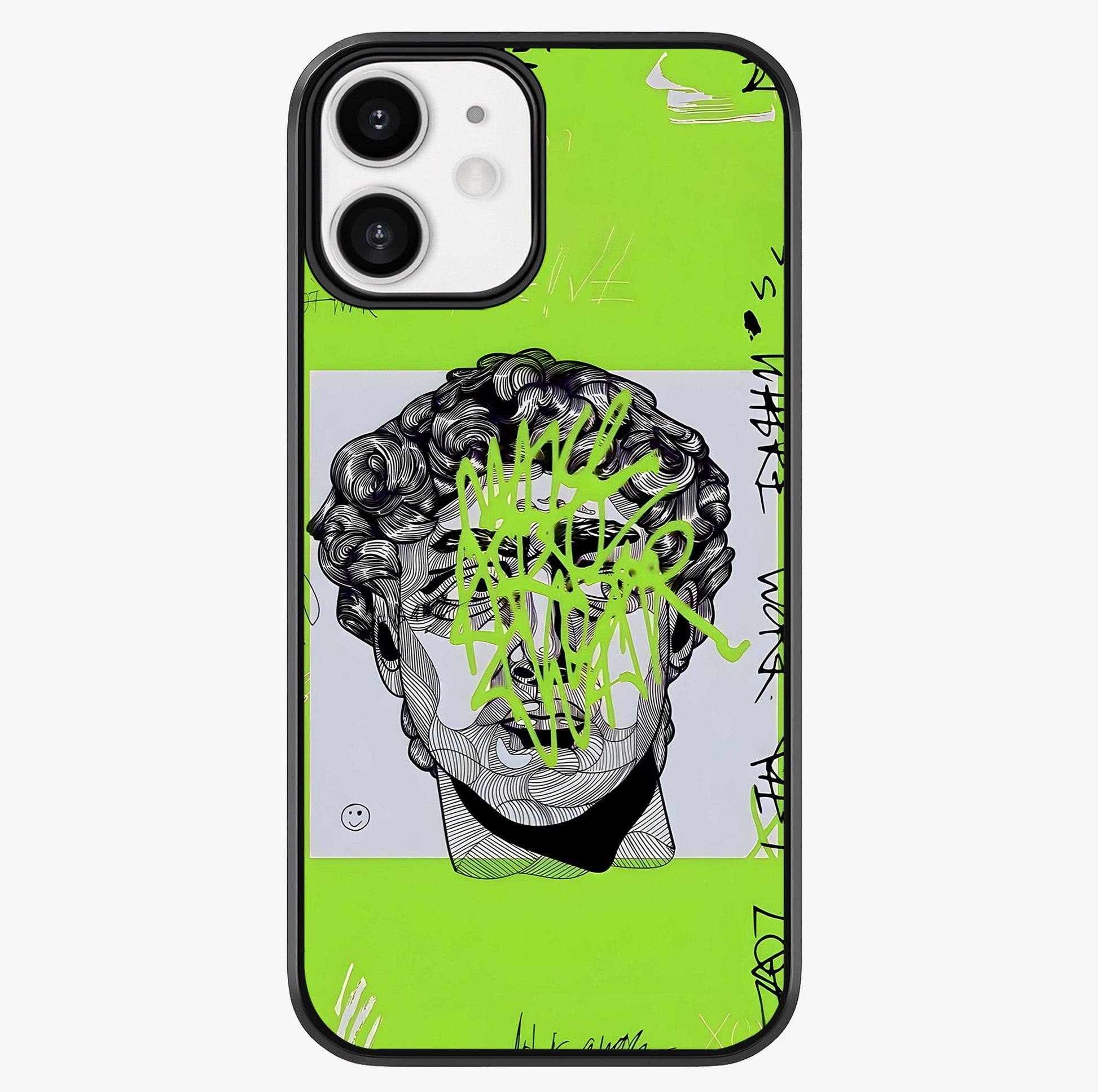 Neo Graffiti Rebellion Glass Case showing full back design in clean flat view with glossy glass finish.