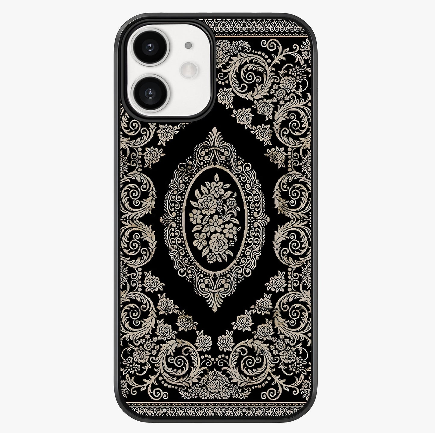 Noir Bloom Elegance Glass Case showing full back design in clean flat view with glossy glass finish.