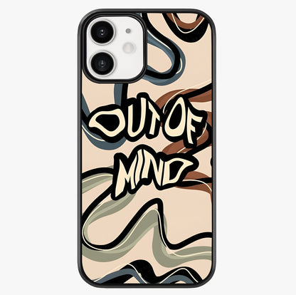 Out Of Mind Glass Case showing full back design in clean flat view with glossy glass finish.