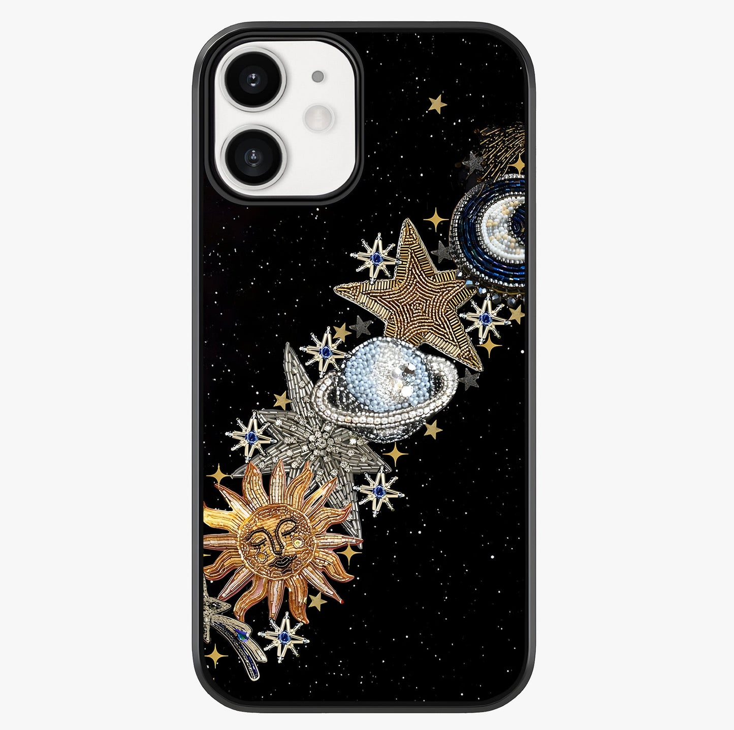 Pearls Universe Object Glass Case showing full back design in clean flat view with glossy glass finish.