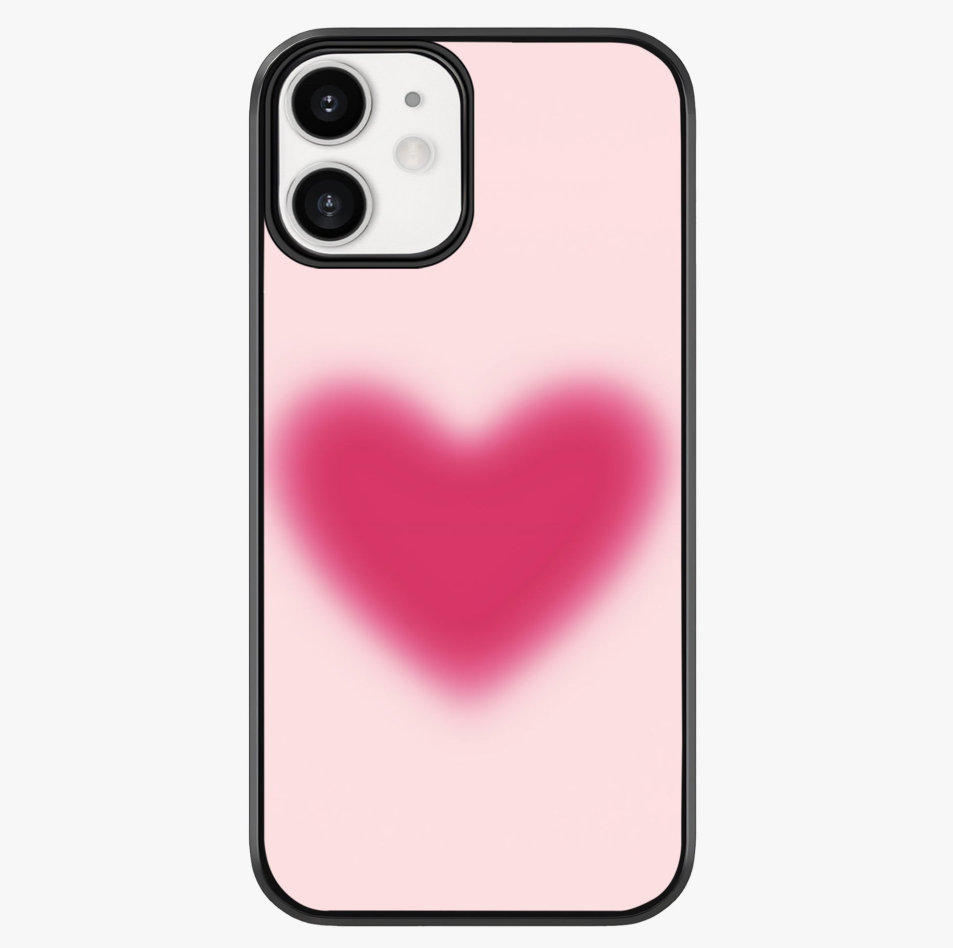 Pink Aura Heart Glass Case showing full back design in clean flat view with glossy glass finish.