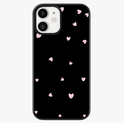 Pink Love Drops Glass Case showing full back design in clean flat view with glossy glass finish.