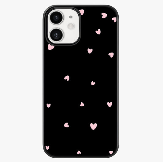 Pink Love Drops Glass Case showing full back design in clean flat view with glossy glass finish.
