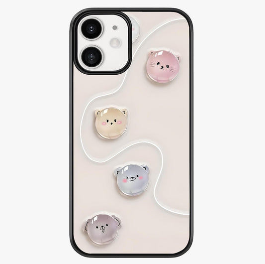 Puffy Face Parade Glass Case showing full back design in clean flat view with glossy glass finish.