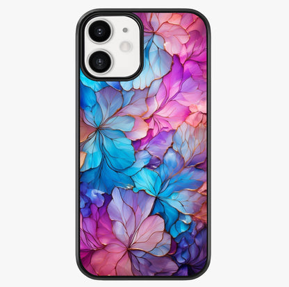 Radiant Floral Whirl Glass Case showing full back design in clean flat view with glossy glass finish.