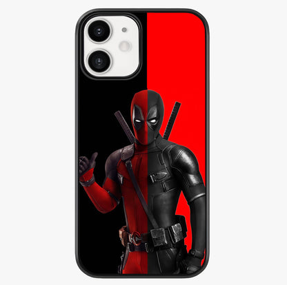 Red & Black Deadpool Theme Glass Case showing full back design in clean flat view with glossy glass finish.
