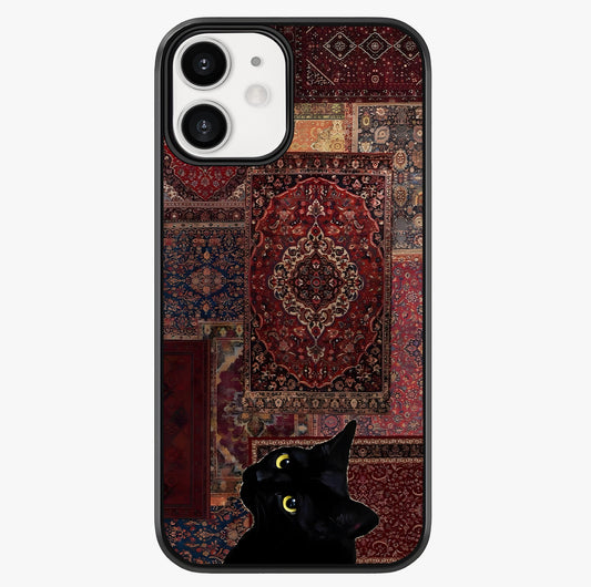 Regal Magic Cat Apple Glass Case showing full back design in clean flat view with glossy glass finish.