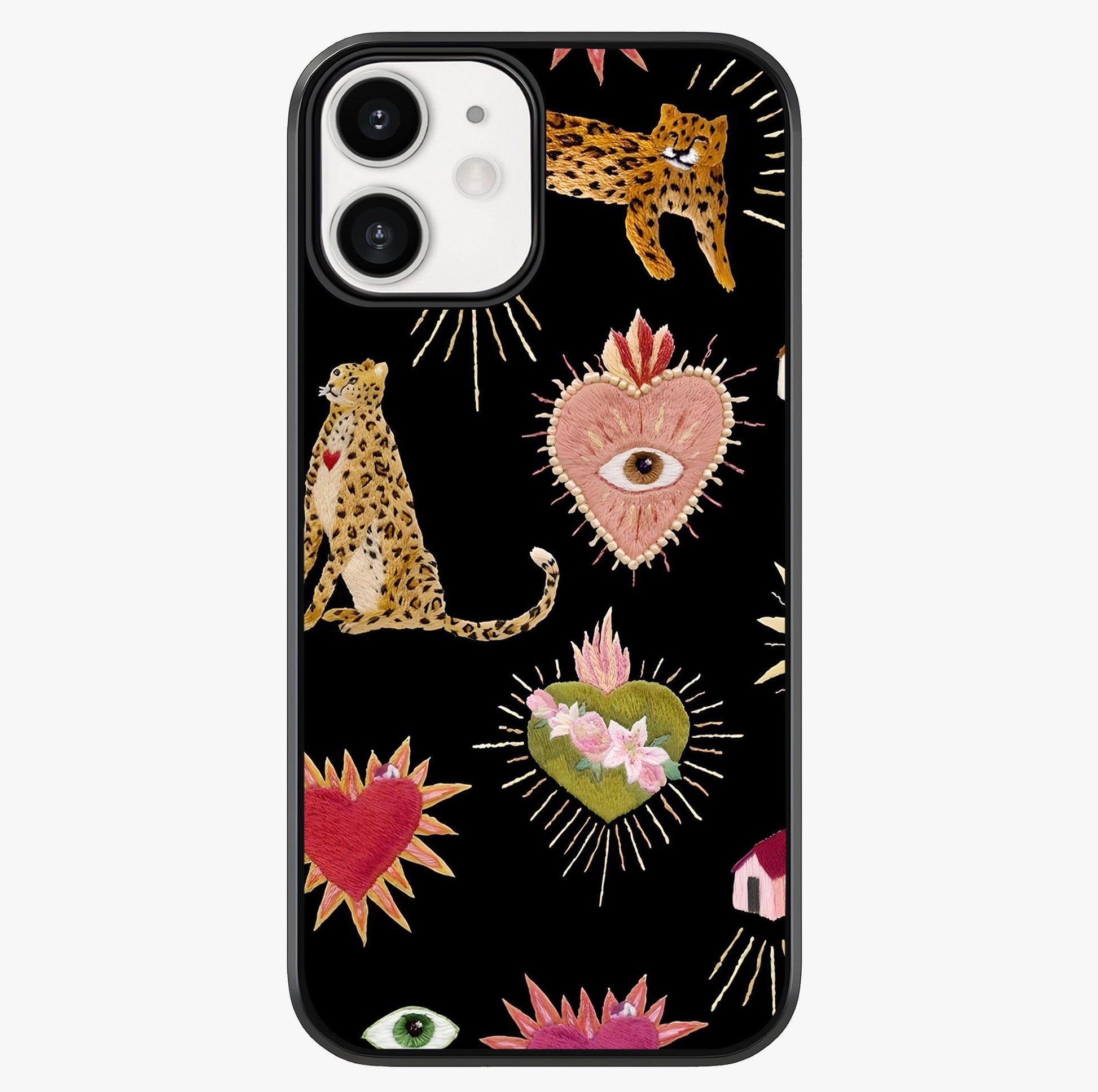 Sacred Jungle Heart Glass Case showing full back design in clean flat view with glossy glass finish.