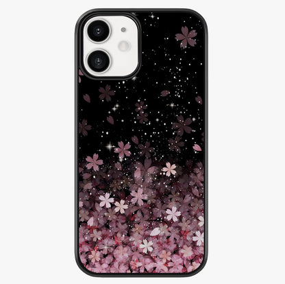 Small Starry Flowers Glass Case showing full back design in clean flat view with glossy glass finish.