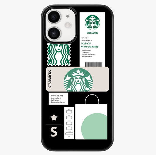 Starbucks Mocha Glass Case showing full back design in clean flat view with glossy glass finish.