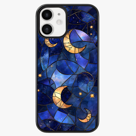 Starlit Sky Tapestry Glass Case showing full back design in clean flat view with glossy glass finish.