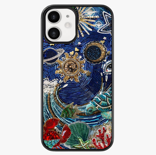 Universe Underwater Spark Glass Case showing full back design in clean flat view with glossy glass finish.