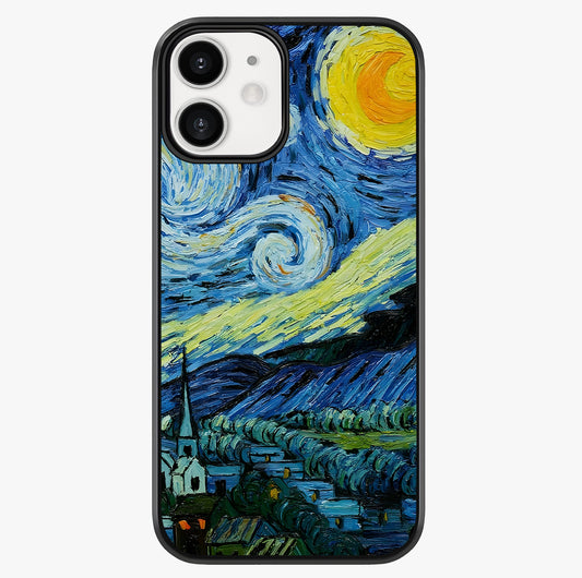 Van Gogh Art Glass Case showing full back design in clean flat view with glossy glass finish.